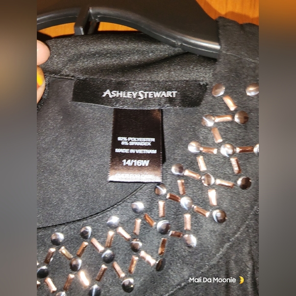 Ashley Stewart Black Sleeveless Metallic Studded Dress 14/16W - Picture 5 of 5